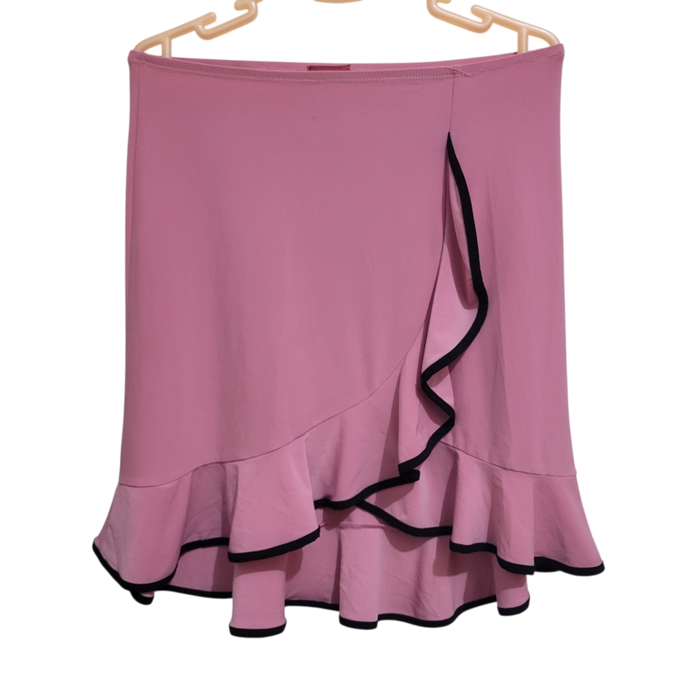 Ruffle Pink Skirt with Black Trim